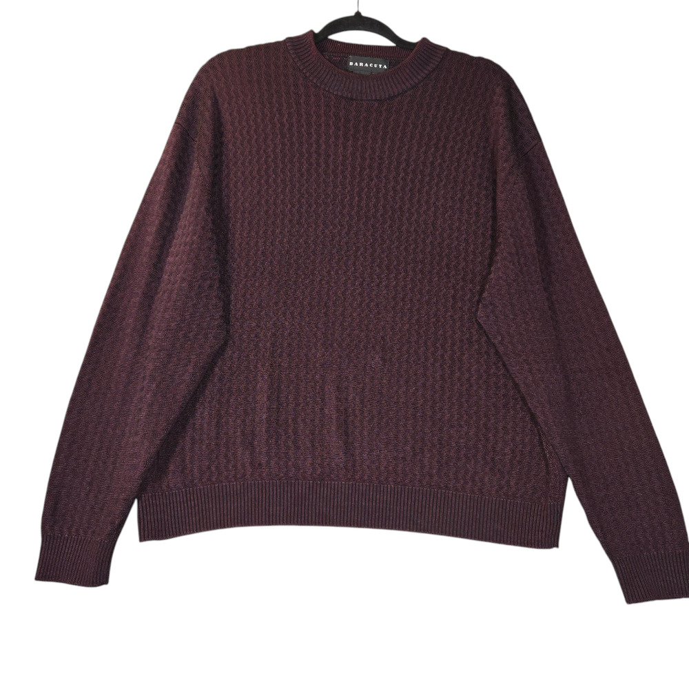 Baracuta Mens XL Pullover‎ Sweater Red Brown Auburn Ribbed Knit Breathable